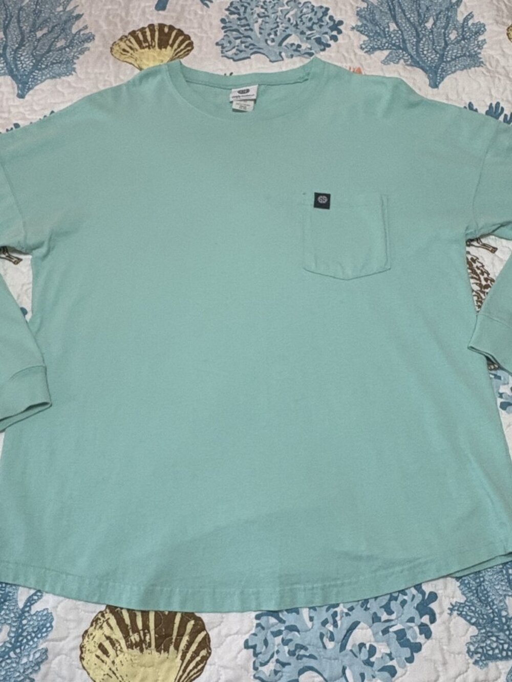 Women's M Simply Southern Prep Hard Sea Turtle Long Sleeve Pocket Tee